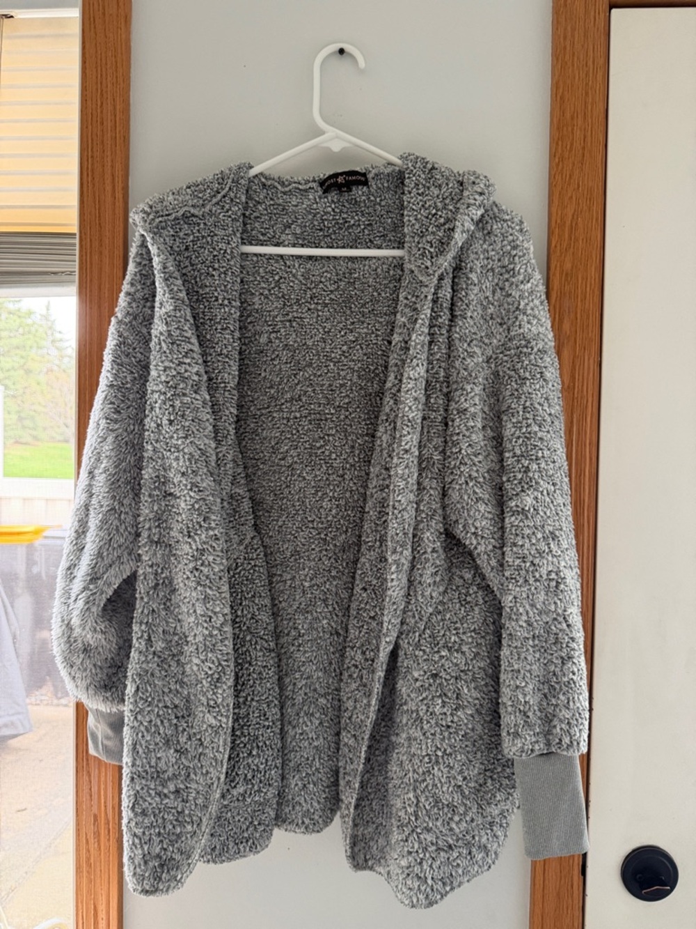 Almost Famous Gray Hooded Sherpa Cardigan